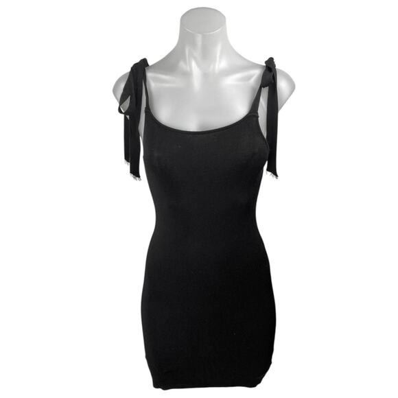 Urban Outfitters Black Sleeveless Tie Strap Cami Camisole Mini Bodycon Dress S - Picture 1 of 4